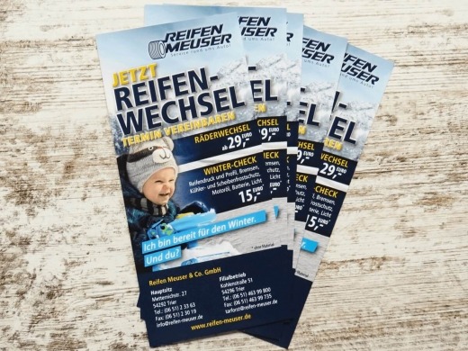 Reifen Meuser GmbH - Gestaltung von Flyern